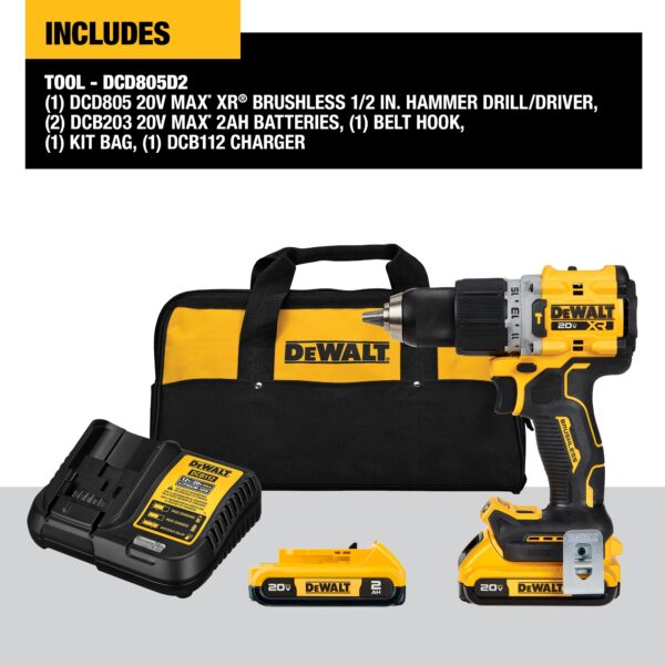 20V MAX XR Brushless Cordless 1/2-in Hammer Drill/Driver Kit - Image 2