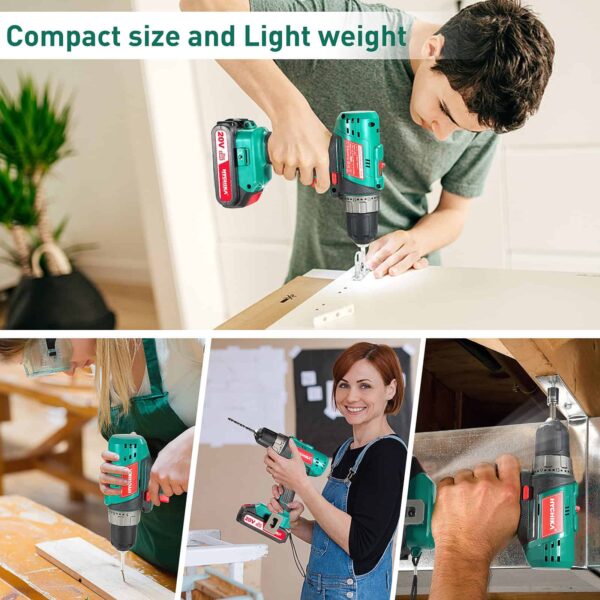 HYCHIKA 20-volt Max 3/8-in Right Angle Cordless Drill (1 Li-ion Battery Included and Charger Included) - Image 12