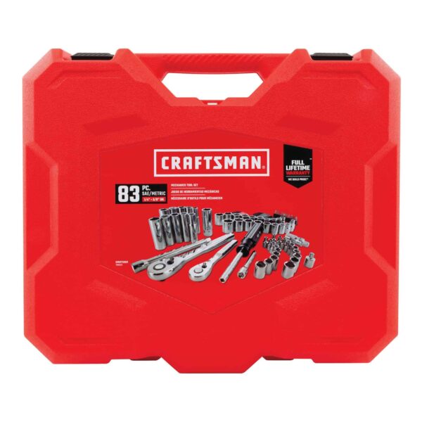 83-Piece Standard (SAE) and Metric Polished Chrome Mechanics Tool Set with Hard Case - Image 13