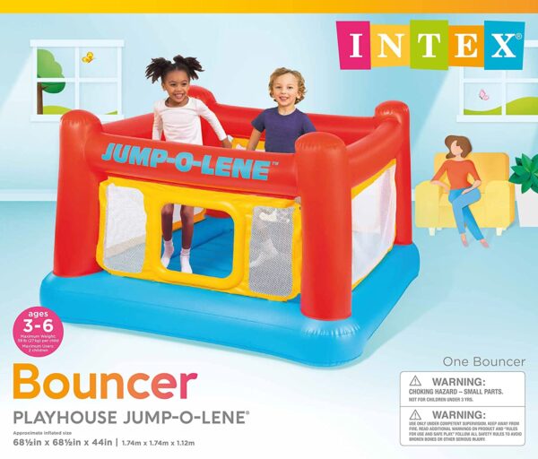 Inflatable Jump-O-Lene Playhouse Trampoline Bounce House for Kids Ages 3-6 Pool Red/Yellow, 68-1/2  L x 68-1/2  W x 44  H - Image 5