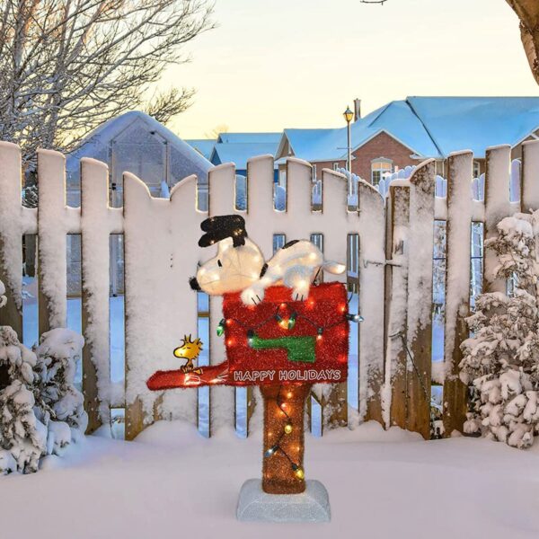 36in Snoopy on The Mailbox Prelit Christmas Yard Decoration - Image 10