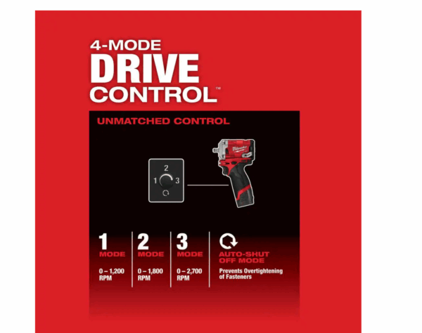 2554-22-48-11-2460 M12 FUEL 12V Lithium-Ion Brushless Cordless Stubby 3/8 in. Impact Wrench Kit with 6.0Ah Battery - Image 6