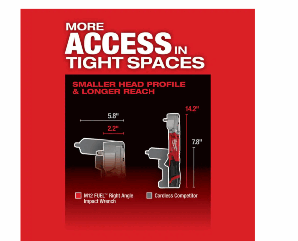 2564-22 M12 FUEL 12V Lithium-Ion Brushless Cordless 3/8 in. Right Angle Impact Wrench Kit with Two 2.0 Ah Batteries - Image 6