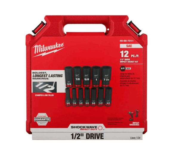 2555-22-49-66-7011 M12 FUEL 12V Cordless Brushless Stubby 1/2 in. Impact Wrench Kit with 1/2 in. Drive SAE Deep Socket Set (12-Piece) - Image 6