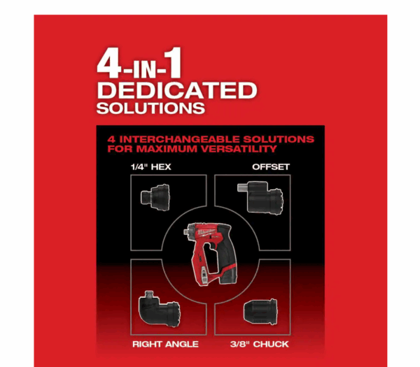 2505-20 M12 FUEL 12-Volt Lithium-Ion Brushless Cordless 4-in-1 Installation 3/8 in. Drill Driver with 4 Tool Head (Tool-Only) - Image 6