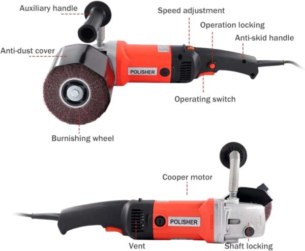 Handheld 1400W Metal Burnishing Machine,Electric Sander Polisher for Wood Stainless Steel Polishing with One Wheel - Image 2