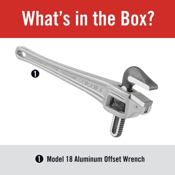31125 Model 18 Aluminum Offset Pipe Wrench, 18-inch Plumbing Wrench - Image 9