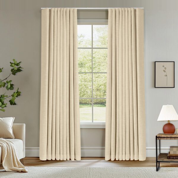 Ripple Fold Lille Linen Memory Trained Curtains Custom Blackout Drapes Grey Beige - Image 18