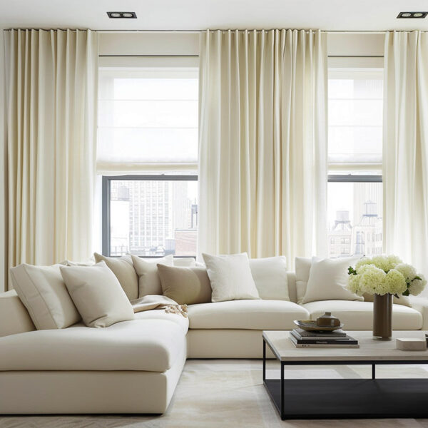 Back Tab Lille Linen Memory Trained Blackout Curtains Natural Modern Custom Drapes