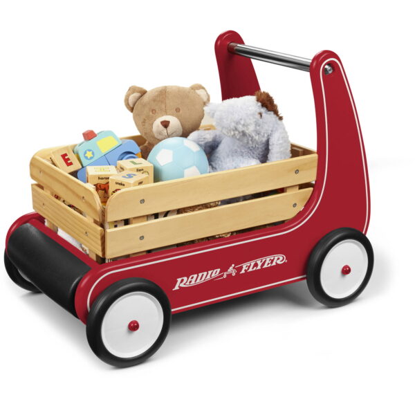 Classic Walker Wagon, Wood Push Walker, Red - Image 6