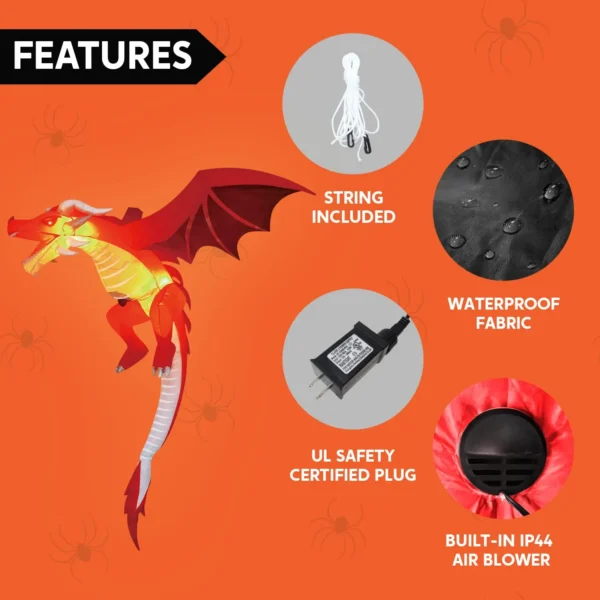 5ft Hanging Flying Dragon Inflatable Decoration - Image 6