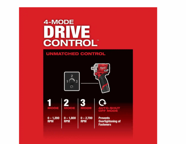 2555-22 M12 FUEL 12V Lithium-Ion Brushless Cordless Stubby 1/2 in. Impact Wrench Kit with One 4.0 and One 2.0Ah Batteries - Image 7