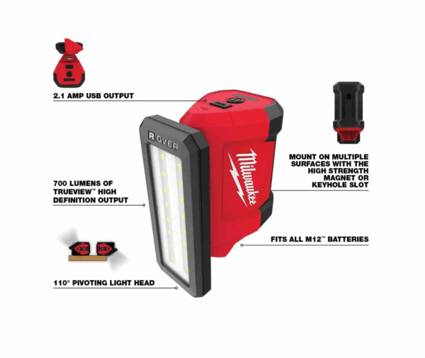 2554-20-2367-20 M12 FUEL 12V Lithium-Ion Brushless Cordless Stubby 3/8 in. Impact Wrench with M12 Rover Flood Light - Image 7