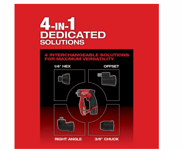 2505-22-PO M12 FUEL 12V Lithium-Ion Brushless Cordless 4-in-1 Installation 3/8 in. Drill Driver Kit   4-Tool Heads W/PACKOUT - Image 7