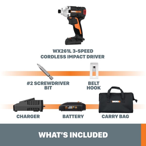 Nitro Power Share 20-volt Max 1/4-in Variable Speed Cordless Impact Driver (1-Battery Included) - Image 8