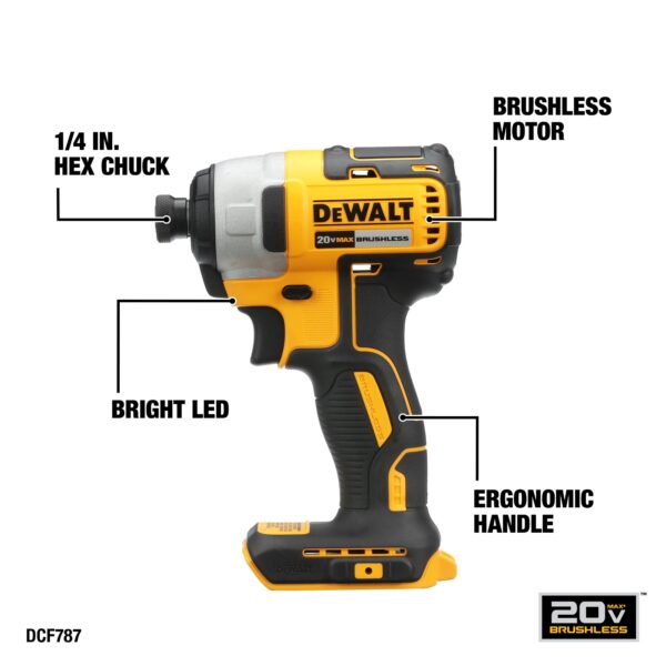 4-Tool 20-Volt Max Brushless Power Tool Combo Kit with Soft Case (2-Batteries and charger Included) - Image 6