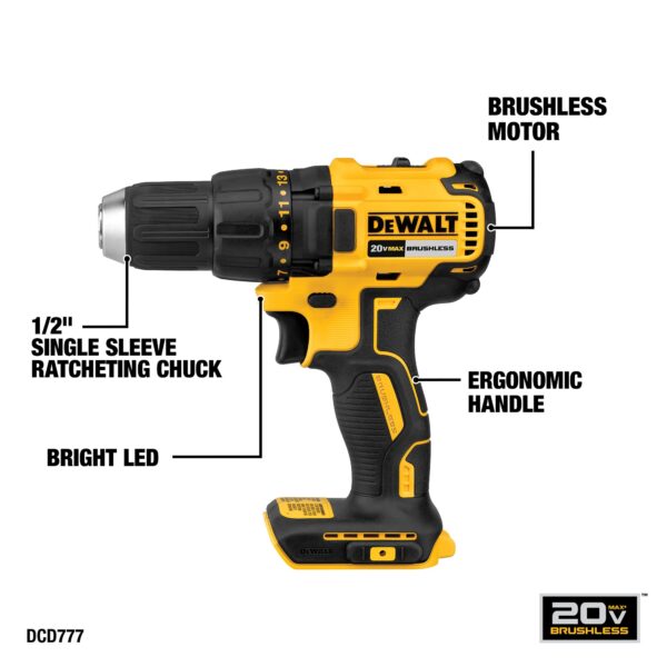 4-Tool 20-Volt Max Brushless Power Tool Combo Kit with Soft Case (2-Batteries and charger Included) - Image 7