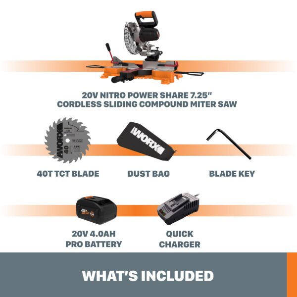 Power Share POWER SHARE 7-1/4-in 20-volt Max Single Bevel Sliding Compound Cordless Miter Saw (Cordless) - Image 16
