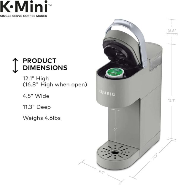 K-Mini Single Serve Coffee Maker, Studio Gray, 6 to 12 oz. Brew Sizes - Image 12