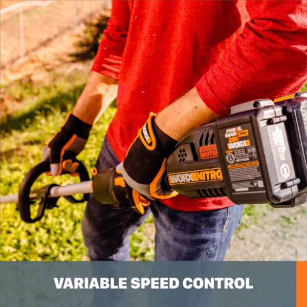 WORX POWER SHARE NITRO 40-volt Max 15-in Straight Shaft Attachment Capable Battery String Trimmer 4 Ah (Battery and Charger Included) - Image 2