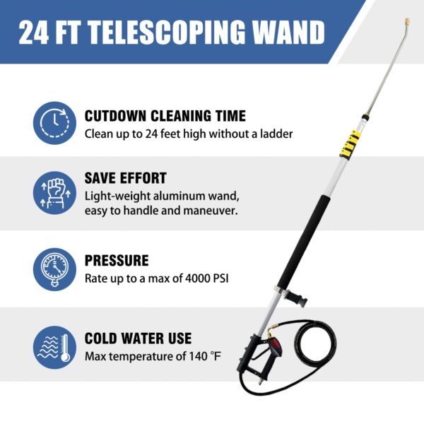 JANZ 24 FT Pressure Washer Telescoping Wand - Image 7