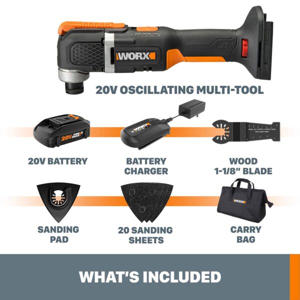 POWER SHARE Cordless 20-volt Max Variable Speed 25-Piece Oscillating Multi-Tool Kit with Soft Case (1-Battery Included) - Image 9