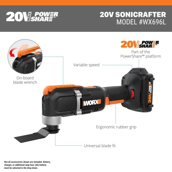 POWER SHARE Cordless 20-volt Max Variable Speed 25-Piece Oscillating Multi-Tool Kit with Soft Case (1-Battery Included) - Image 3
