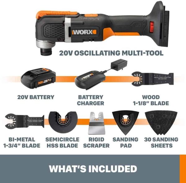 POWER SHARE Cordless 20-volt Max Variable Speed 25-Piece Oscillating Multi-Tool Kit with Soft Case (1-Battery Included) - Image 6