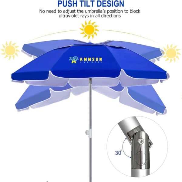 AMMSUN 6.5ft twice folded Portable beach umbrella with sand anchor windproof - Image 7