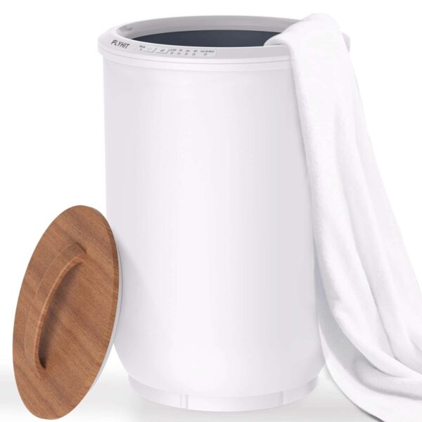 FLYHIT Luxury Towel Warmers for Bathroom   Wooden Lid, Large Towel Warmer Bucket
