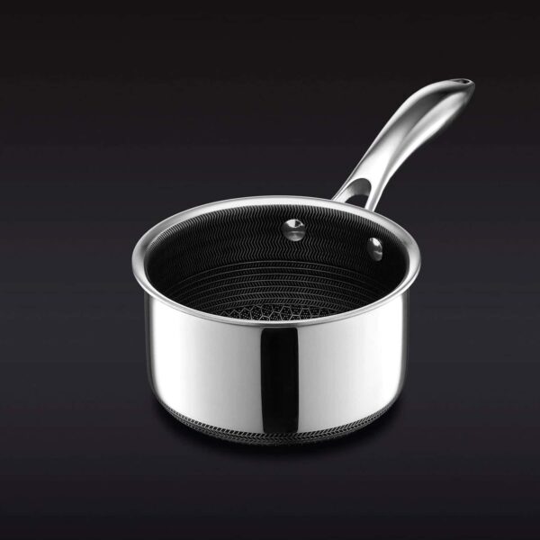 HexClad 1 Quart Hybrid Stainless Steel Pot with Glass Lid - Image 2
