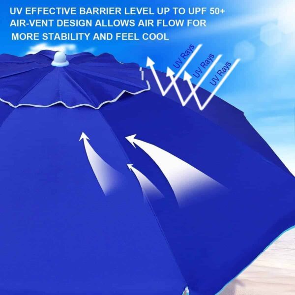 AMMSUN 6.5ft twice folded Portable beach umbrella with sand anchor windproof - Image 5