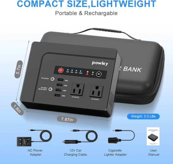 Powkey Portable Power Station 200W, 146Wh Portable Solar Generator Battery Pack - Image 6