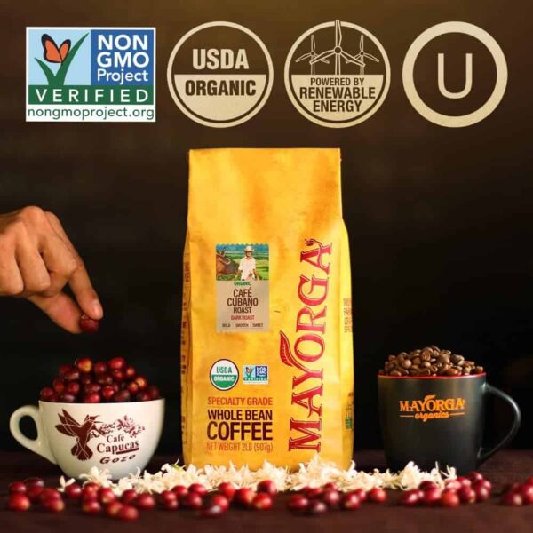 Mayorga Dark Roast Coffee, 5 lb bag   Café Cubano Coffee Roast   Arabica Whole Coffee Beans - Image 3
