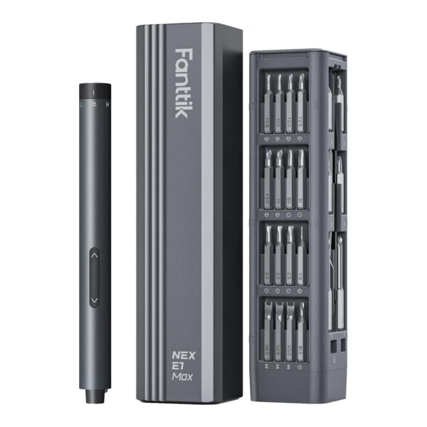 Fanttik E1 Max 3.7V Mini Precision Electric Screwdriver, 50-in-1 Magnetic Bits, 2 Torque Settings, Pop-Up Magnetic Case