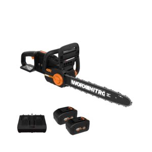 Nitro 40V 16  Cordless Chainsaw WG385 Power Share Battery Chainsaw 59 ft/s Chain Speed Dual Safety Protection