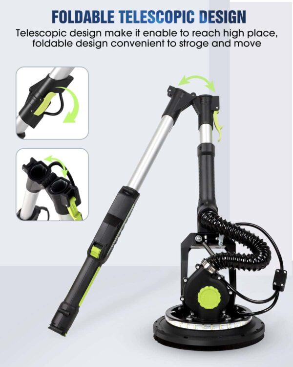 MYTOL Drywall Sander, 7.2A Electric Drywall Sander with Vacuum Dust Collection, 6 Variable Speed 900-1800RPM - Image 5