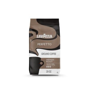 Lavazza Perfetto Ground Coffee Blend 20 Perfetto Ground Dark Roast, Perfetto Ground, Dark Roast, 120 Ounce, (Pack of 6) Authentic Italian, Arabic, Blended And Roated in Italy, Value Pack