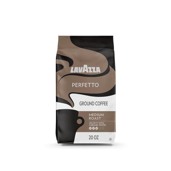 Lavazza Perfetto Ground Coffee Blend 20 Perfetto Ground Dark Roast, Perfetto Ground, Dark Roast, 120 Ounce, (Pack of 6) Authentic Italian, Arabic, Blended And Roated in Italy, Value Pack
