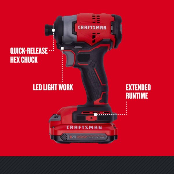 CMCF810C2 V20 20-volt Max Variable Speed Brushless Cordless Impact Driver (2-Batteries Included) - Image 8