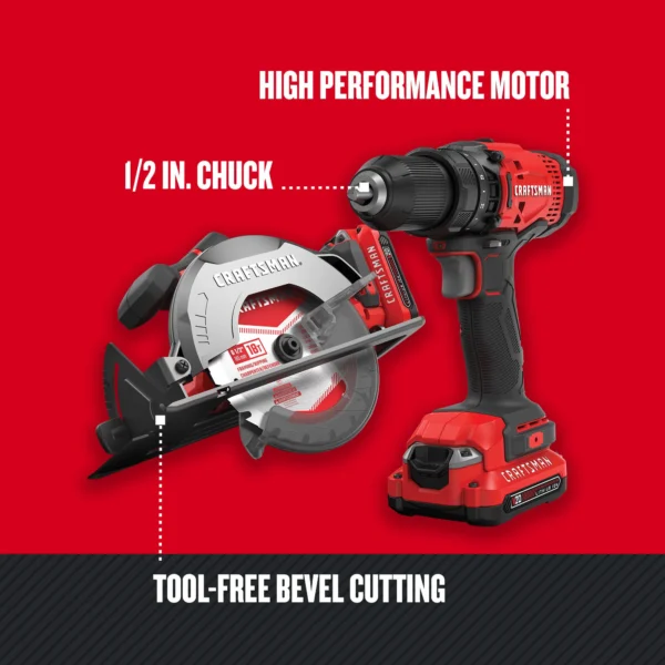 CMCK202C2 V20 2-Tool 20-Volt Max Power Tool Combo Kit Case (2-Batteries Included and Charger Included) - Image 3