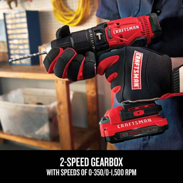 V20 1/2-in 20-volt Max-Amp Variable Speed Cordless Hammer Drill (2-Batteries Included) - Image 4