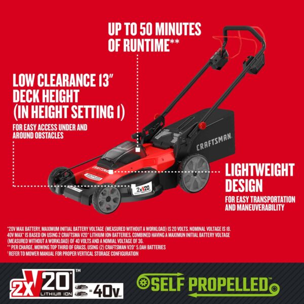 Self-Propelled Cordless Mower 20-volt 20-in Cordless Self-propelled Lawn Mower 5 Ah (Battery and Charger Included) - Image 5