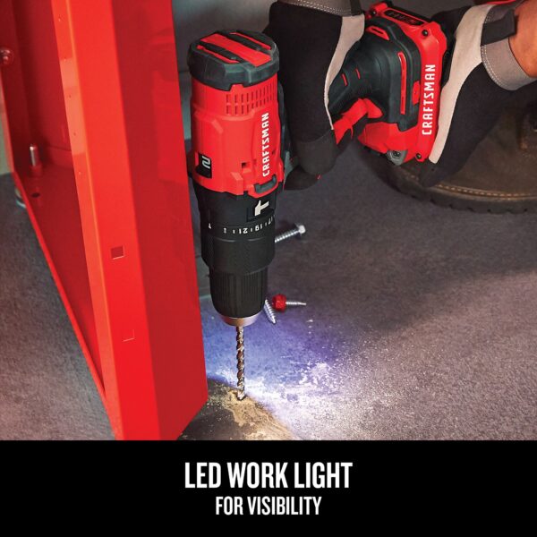V20 1/2-in 20-volt Max-Amp Variable Speed Cordless Hammer Drill (2-Batteries Included) - Image 6