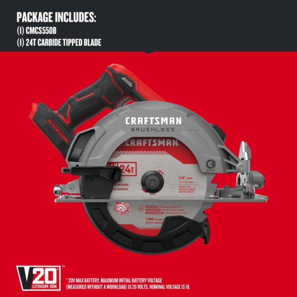 CMCS550B V20 7-1/4 in. Cordless Brushless Circular Saw Tool Only - Image 2