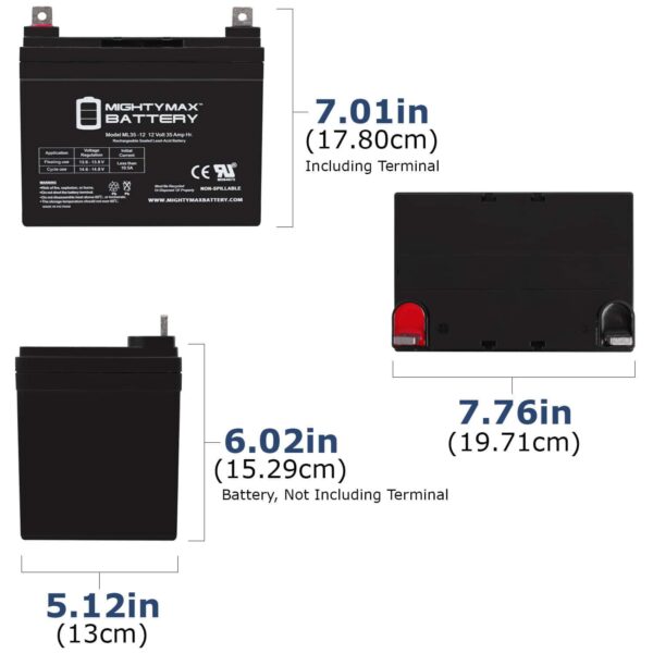 ML35-12   12V 35AH DC Deep Cycle SLA SOLAR ENERGY Storage Battery - Image 2
