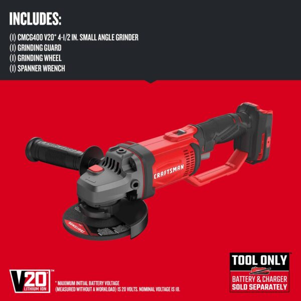 V20 4.5-in 20-volt Max Trigger Switch Cordless Angle Grinder (Tool Only) - Image 2