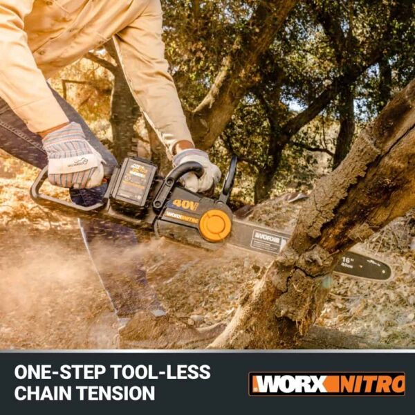 WORX NITRO POWER SHARE 40-volt 16-in Brushless Battery 4 Ah Chainsaw (Battery and Charger Included) - Image 3