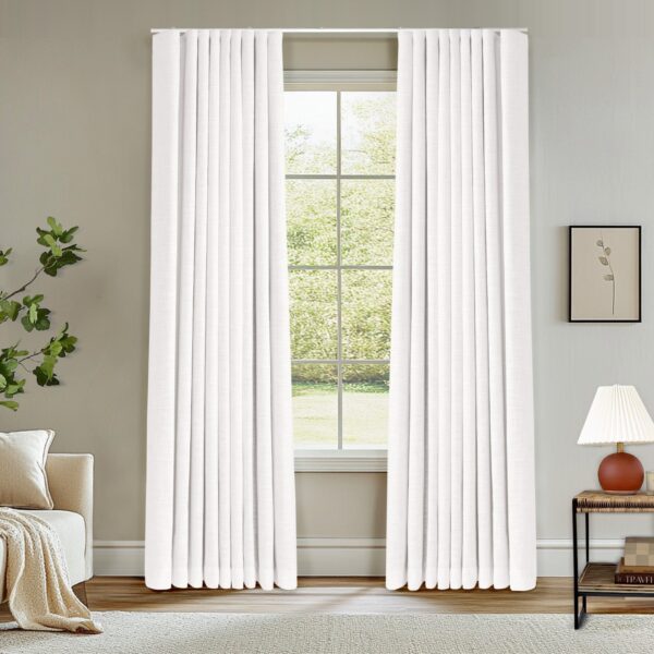 Ripple Fold Lille Linen Memory Trained Curtains Custom Blackout Drapes Grey Beige - Image 10