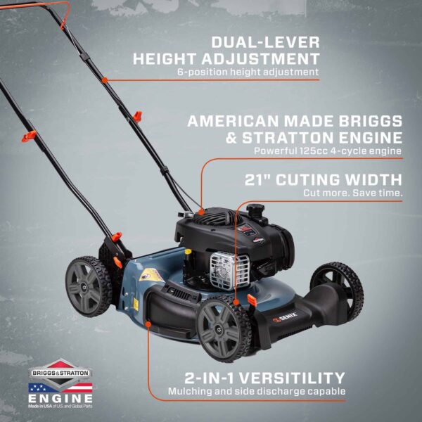 SENIX 125-cc 21-in Gas Push Lawn Mower with Briggs and Stratton Engine - Image 5